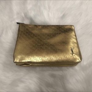 YvesSaint Laurent NWO TAGS GOLD METALLIC COSMETIC BAG